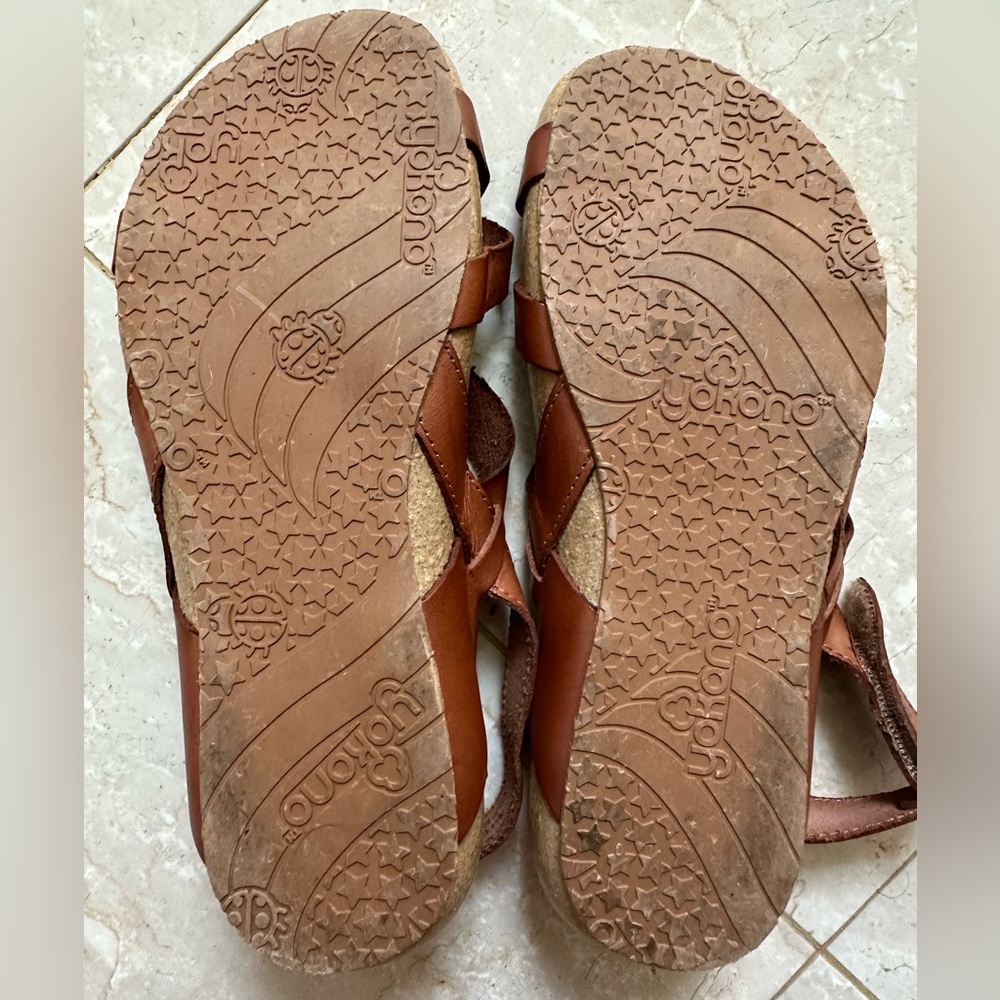 Leather Strappy Brown Women's Sandals - Picture 7 of 8